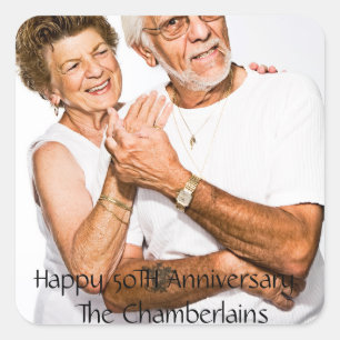 Happy 50TH Anniversary Couple name Photo Square Sticker