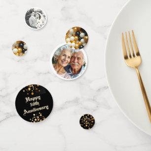 Happy 50th Anniversary Gold and Black Personalized Confetti