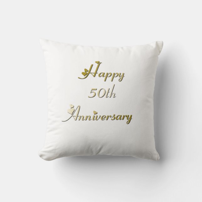 Happy 50th Anniversary Gold Font Cushion (Front)