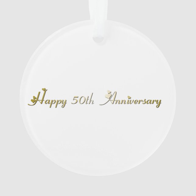 Happy 50th Anniversary Gold Font Ornament (Back)