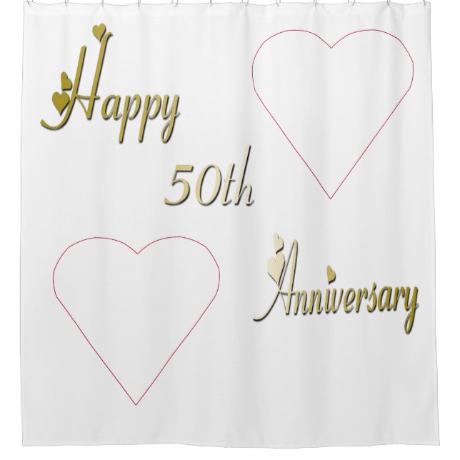 Happy 50th Anniversary Gold Font Shower Curtain (Front)