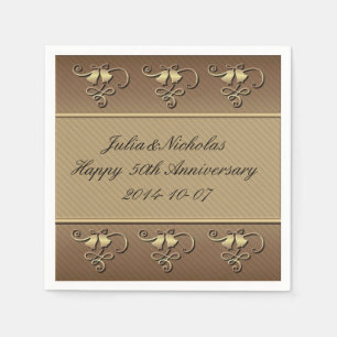 Happy 50th Anniversary Gold Personalised Napkins
