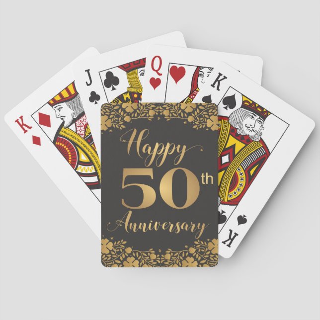 Happy 50th Anniversary Golden Wedding Jublilee Playing Cards (Back)