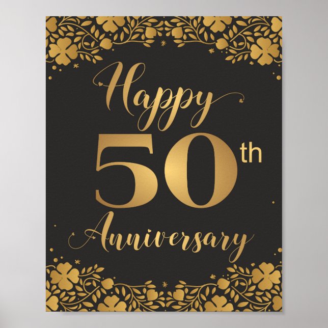 Happy 50th Anniversary Golden Wedding Jublilee Poster (Front)
