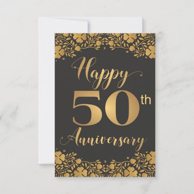 Happy 50th Anniversary Golden Wedding Jublilee Thank You Card (Front)