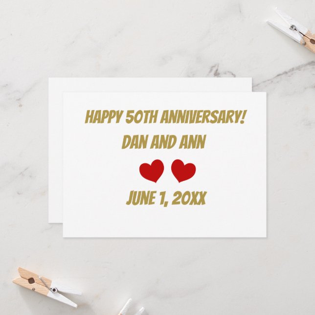 Happy 50th Anniversary  Invitation (Front/Back In Situ)