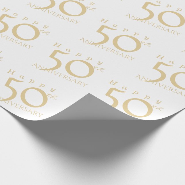 "Happy 50th Anniversary" Matte Pink Gold Wrapping Paper (Corner)