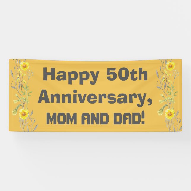 Happy 50th Anniversary Mum and Dad Banner (Horizontal)
