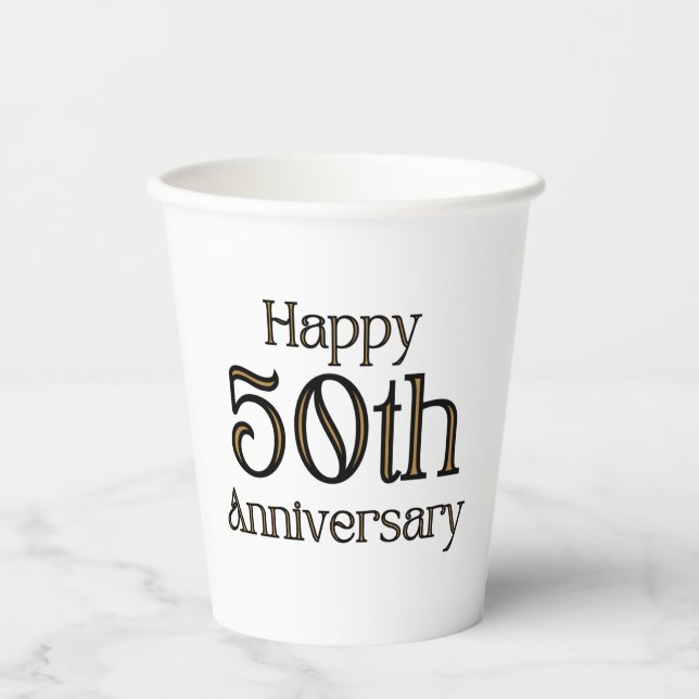 Happy 50th Anniversary Paper Cups (Front)