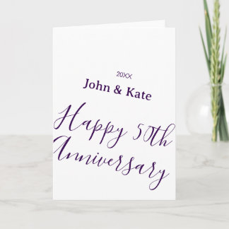 Happy 50th anniversary purple name year simple  card