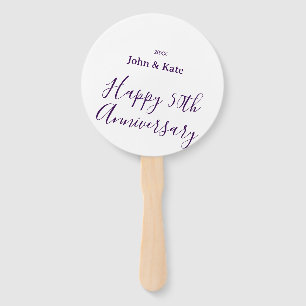 Happy 50th anniversary purple name year simple hand fan