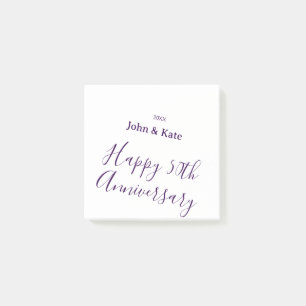 Happy 50th anniversary purple name year simple post-it notes