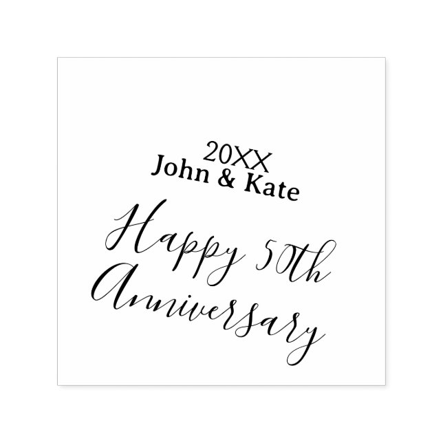 Happy 50th anniversary purple name year simple  self-inking stamp (Design)