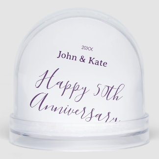Happy 50th anniversary purple name year simple  snowglobe