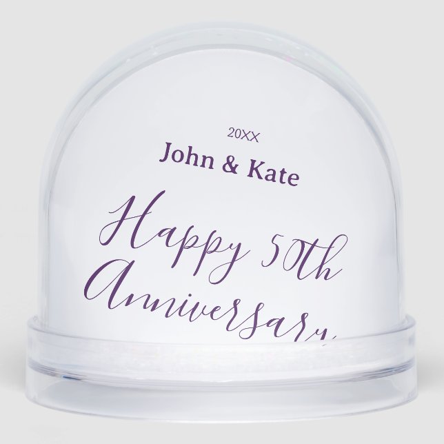 Happy 50th anniversary purple name year simple  snowglobe (Front)