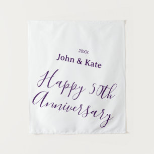 Happy 50th anniversary purple name year simple tapestry