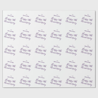 Happy 50th anniversary purple name year simple  wrapping paper