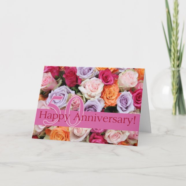 Happy 50th Anniversary roses Card (Front)