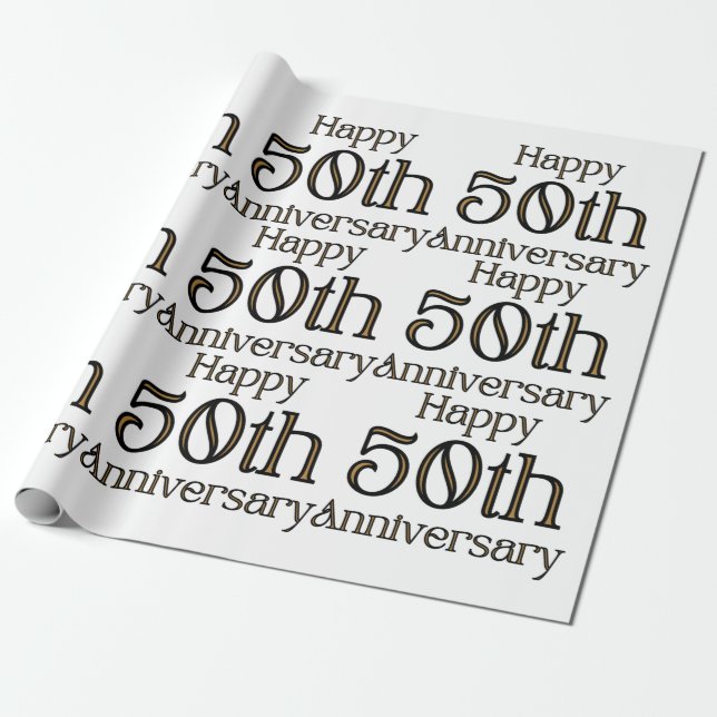 Happy 50th Anniversary Wrapping Paper (Unrolled)