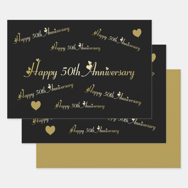 Happy 50th Anniversary  Wrapping Paper Sheet (Set)