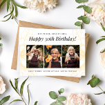 Happy 50th Birthday 3 Photo Greeting Card<br><div class="desc">Celebrate a half-century of memories and milestones with our Happy 50th Birthday 3 Photo Greeting Card. This beautifully designed card is more than just a simple birthday wish; it's a heartfelt keepsake that captures the essence of a life well-lived. Key Features: Triple Photo Display: This unique greeting card features three...</div>