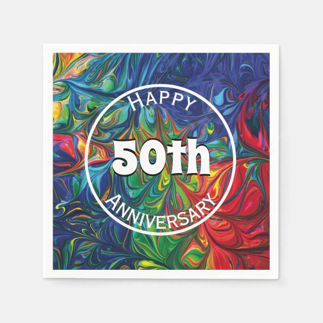 HAPPY 50TH Birthday Anniversary Abstract Custom Napkin (Front)