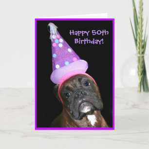 Happy 50th Birthday Boxer Dog greeting card