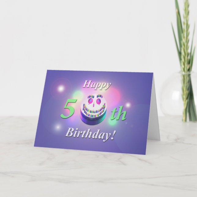 Happy 50th Birthday Cake Card (Front)