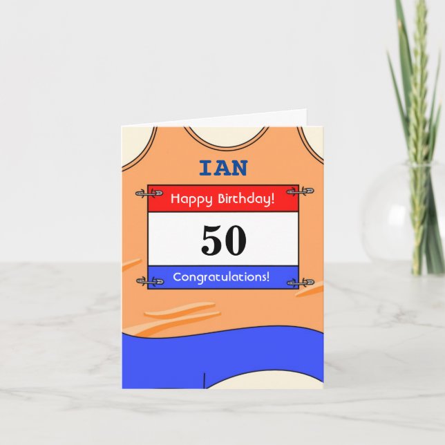 Happy 50th Birthday card for a runner (Front)