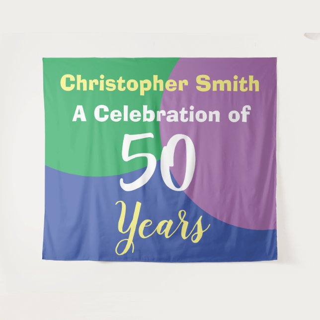 Happy 50th Birthday Celebration Tapestry (Front (Horizontal))