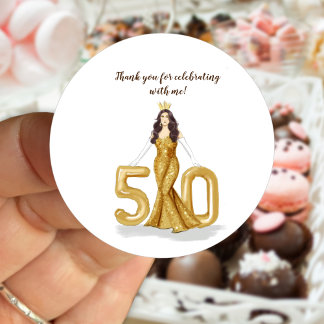 happy 50th birthday classic round sticker