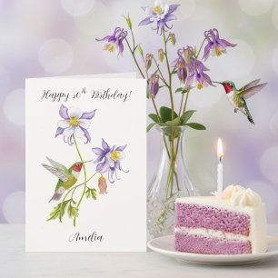 Happy 50th Birthday Columbine with Hummingbird Card