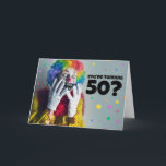 Happy 50th Birthday Creepy Clown Humour  Holiday Card<br><div class="desc">This creepy clown is shocked to learn about someone turning 50! A humourous and scary way to poke some fun and with them a Happy 50th Birthday!</div>