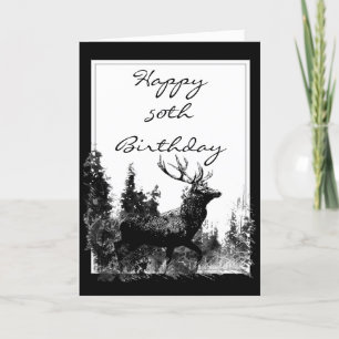 Happy 50th Birthday Custom Vintage Stag, Deer Card