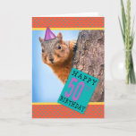 Happy 50th Birthday Cute Squirrel in Party Hat Holiday Card<br><div class="desc">This perky squirrel popping up from the other side of a tree trunk is a sweet way to wish someone a Happy 50th Birthday!</div>