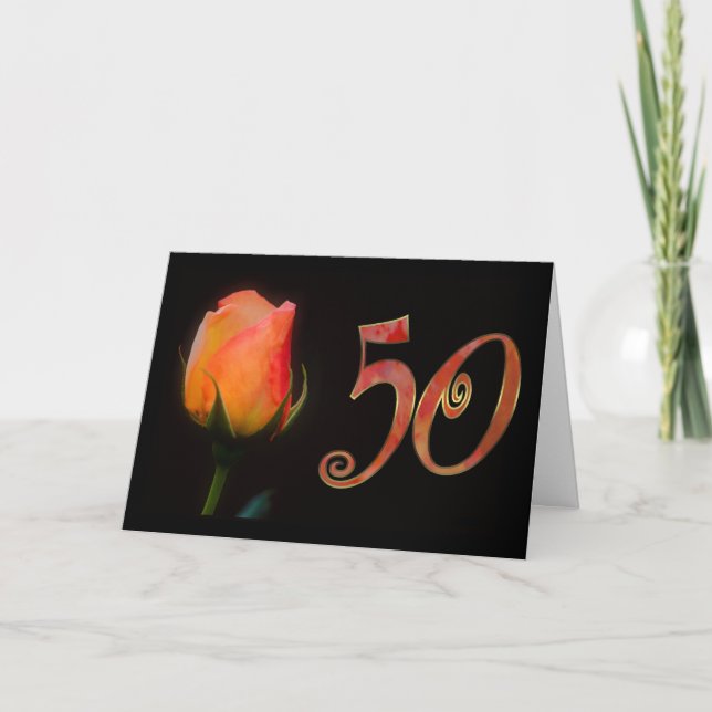 Happy 50th Birthday fifties fifty 50 50th rose Card (Front)