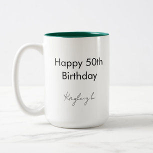 Happy 50th Birthday Fifty Years Old Party Custom Two-Tone Coffee Mug