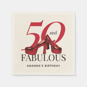 Happy 50th Birthday Fun Bold Red Shoes Paper Napkin