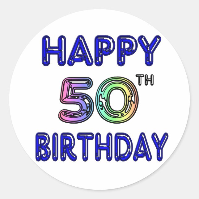 Happy 50th Birthday Gifts and Birthday Apparel Classic Round Sticker (Front)
