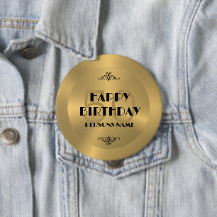 Happy 50th birthday  Gold tones background 10 Cm Round Badge