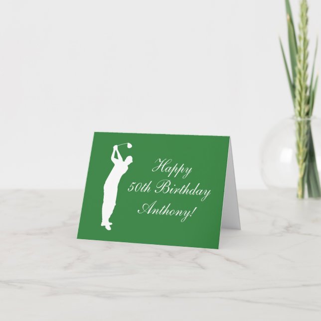 Happy 50th Birthday Golfer Sports Par  Thank You Card (Front)