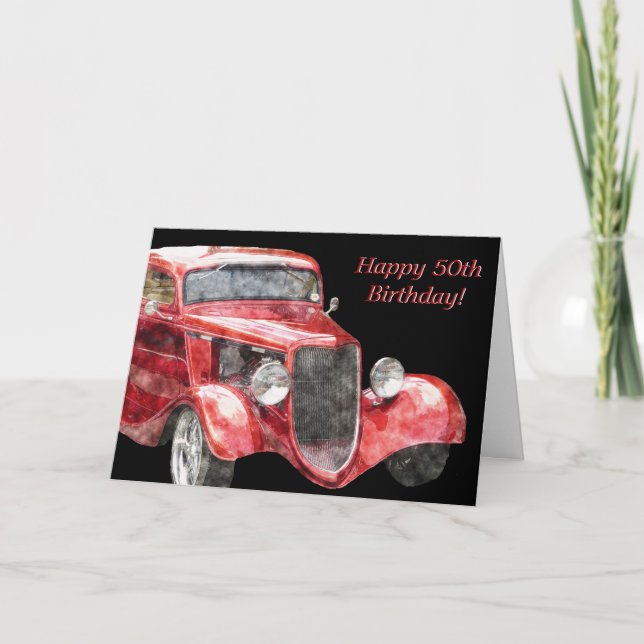 Happy 50th Birthday! Half a Century Classic Car Card (Front)