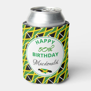 HAPPY 50th BIRTHDAY Jamaica Flag Custom Keepsake Can Cooler