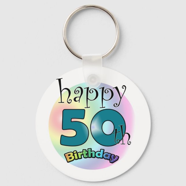 Happy 50th Birthday Key Ring (Front)
