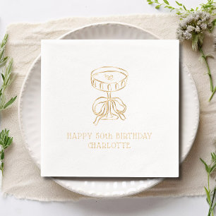 Happy 50th Birthday Martini Bow Personalised Foil Napkins