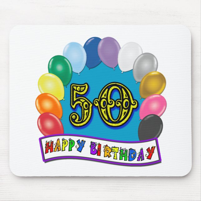 Happy 50th Birthday Merchandise Mouse Mat (Front)