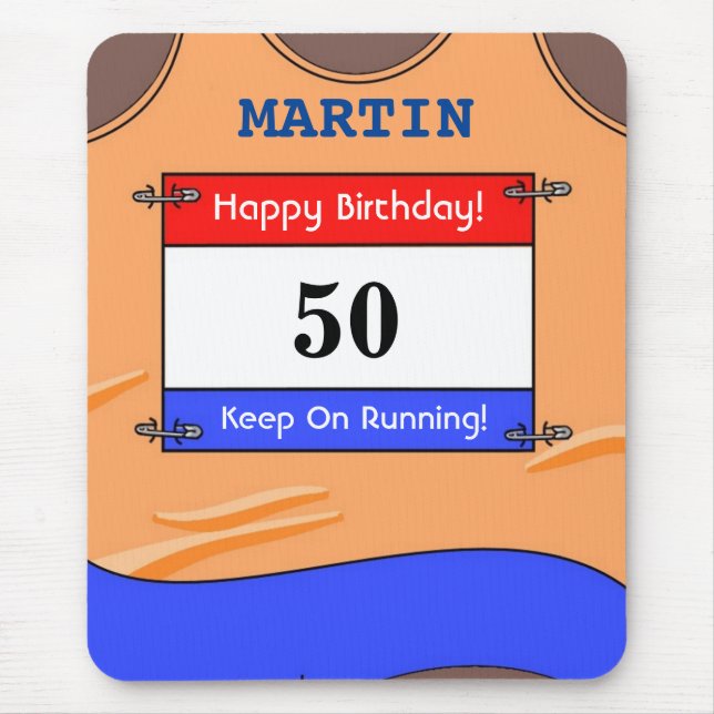 Happy 50th Birthday  Mouse Mat for a Runner (Front)