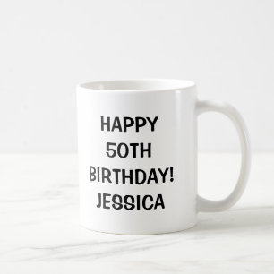 Happy 50th Birthday mug   Personalizable age year