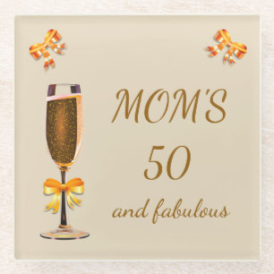 Happy 50th Birthday Mum Glass Coaster