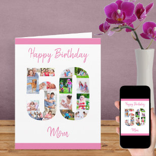 Happy 50th Birthday Mum Number 50 Photo Collage Card
